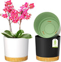 ZMTECH Spring Planters for Indoor Plants Plant Pots &amp Flower Pots Plastic Planter 3 Pack 8 Inch Self Watering with Drainage Hole and Saucer Modern Decorative Indoor Outdoor Dark Gray White Gre