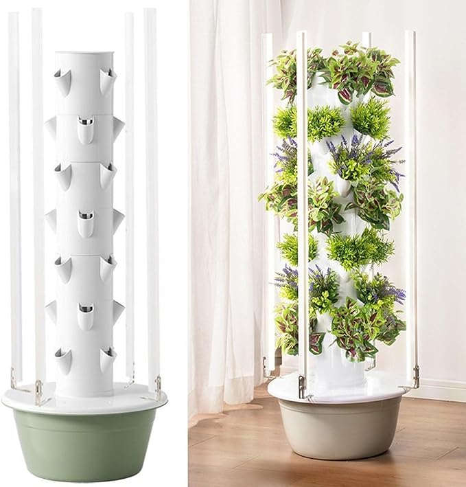 Hydroponics Growing System Tower with LED Light Vertical Indoor Garden Planter for Herbs Vegetables &amp Fruits(7Layer)