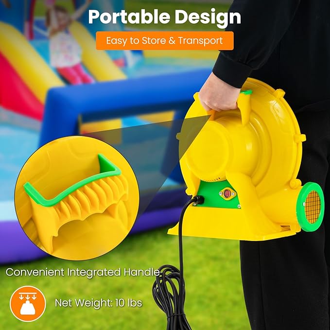 Costzon Air Blower 480W Bounce House Blower Pump Fan Commercial Inflatable Bouncer Blower 1920pa Air Blower for Inflatables Perfect for Inflatable Water Slide Jumper Bouncy Castle