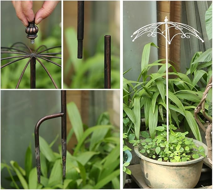 Metal Garden Trellis Plant Supports for Potted Plants Indoor for Climbing Vines Tomato Flower Vegetable Rose 93cm High Do Old Green(Green)