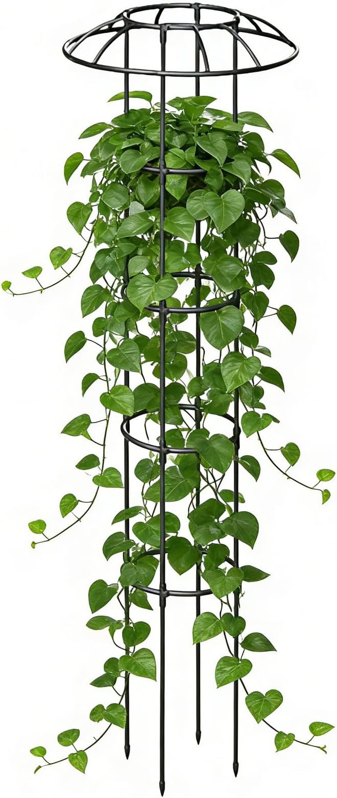 Plant Trellis Outdoor - Decorative Vertical Rustproof Stable Climbing Plants SupportUmbrella Trellis Tower Frame | for Clematis Vegetable Dragon Fruit Cucumber Hydrangeas Jasmine Pothos