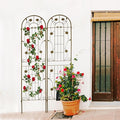 Metal Garden Trellis for Climbing Plants Vines Rose Rustproof Trellis for Outdoor Decor Garden Backyard Patio Outdoor Flower Support Easy Assembly 86.7 x 19.7 (Brown 2 Pack)