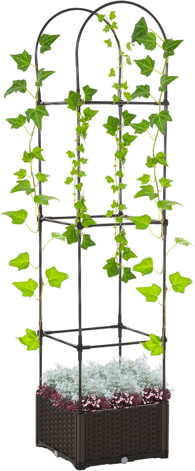 Raised Garden Bed with Trellis Self Watering Planter Box 69.7 Tomato for Climbing Plants Vegetable Vine Flowers