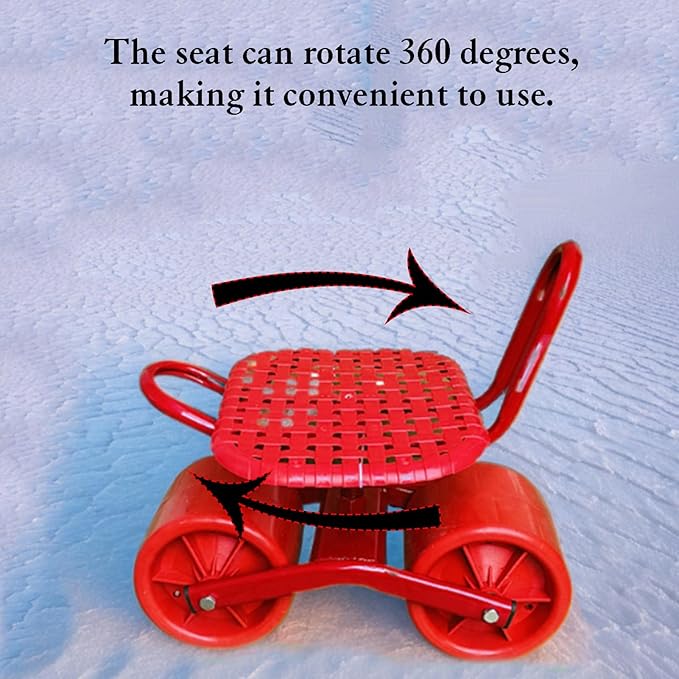 Heavy-Duty Stool Cart with Adjustable 19-31cm Height360°Swivel Rolling GardensPatio Wagon Scooter with 2 WheelsEasy to Use