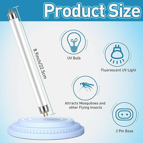 10Pack 32050 6Watt UV Replacement Bulbs F6T5/BL Fluorescent Tube G5 Base Mosquito &amp Flying Insect Trap Bug Zapper Light Bulb Compatible with DT2000XL DT2000XLP