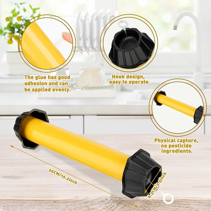 Qualirey Fly Traps for Indoor Outdoor Hanging Fruit Fly Stick Trap Sticky Mosquito for Home Insect 10 x 2.5 Inches(Yellow4 Pcs)