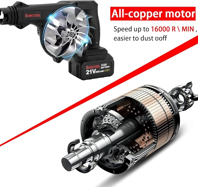 Mini Blower Black2- in-1 Cordless Small Blower with 21v Lithium Battery for InflatingBlowing LeafClearing Dust &amp Small TrashCarComputer HostHard to Clean Corner by SHINTYOOL