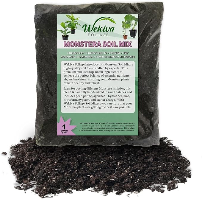 Monstera Growing Soil Mix – 5 Quarts - Custom Soil Blend – Potting Mix for Monstera Plants – Specially Developed by and for Professional Nursery Growers - Nutrient-Rich Formula