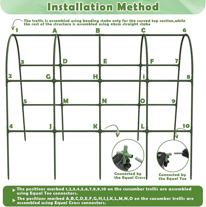 Cucumber Trellis for Raised Bed Large Size Garden Arch Trellis for Climbing Plants Outdoor Metal Garden Trellis for Spring Vegetables Cucumber Trelli for Tomato Bean Pea Grape Plant