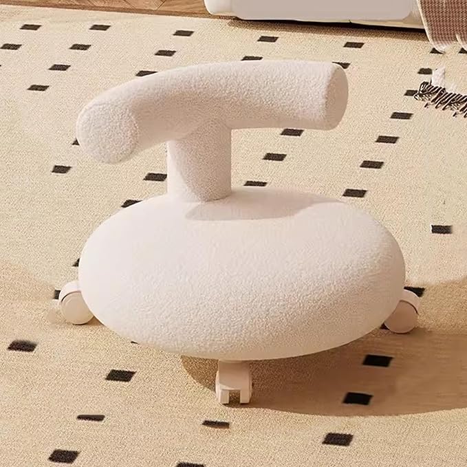 Rolling Stool Pulley Stool Universal Wheel Low Stool Home Lazy Rolling Stool Back Small Chair Swivel Caster Wheels Pu Leather Small Stools for GardeningHome (Color4 30 * 37 * 32cm)