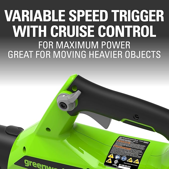 Greenworks 40V (115 MPH / 430 CFM) Brushless Axial Leaf Blower 2.0Ah Battery and Charger Included