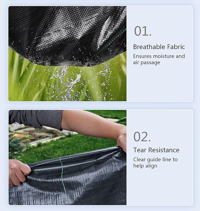 Weed Control Fabric UV Resistant Ground Cover Membrane Garden Underlay Weed Barrier Weed Barrier Mat Ideal for Use in Patios Garden Flower Beds Landscaping(1.5 * 100m)