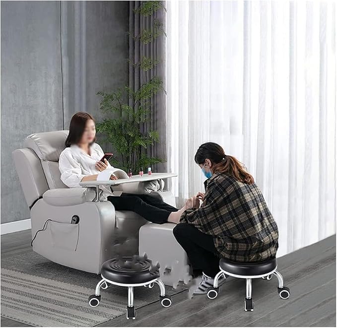 Low Roller Seat Wheel Stool Heavy-Duty Mechanic Roller Seat 360-degree Swivel Stool Portable Small Rolling Stool Short Chair for Pedicure Cleaning Gardening(Black31x33cm)
