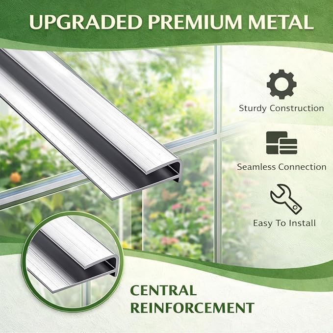 Tandefio 20 Pcs 2 ft Aluminum U Connector Greenhouse Panels Fits 6 mm Polycarbonate Greenhouse Connector Silver U Channel Roofing Accessories Join 2 Pieces of Panels Together Prevent Dust Rain
