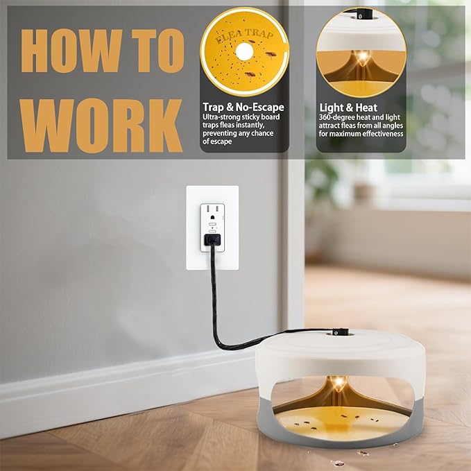 4 Packs Flea Traps for Inside Your Home Effective Flea Trap for Home &amp Garage with 12 Sticky Disc 12 Bulbs 4 Electric Wires Bed Bug with Light for Indoor Safe to Pets