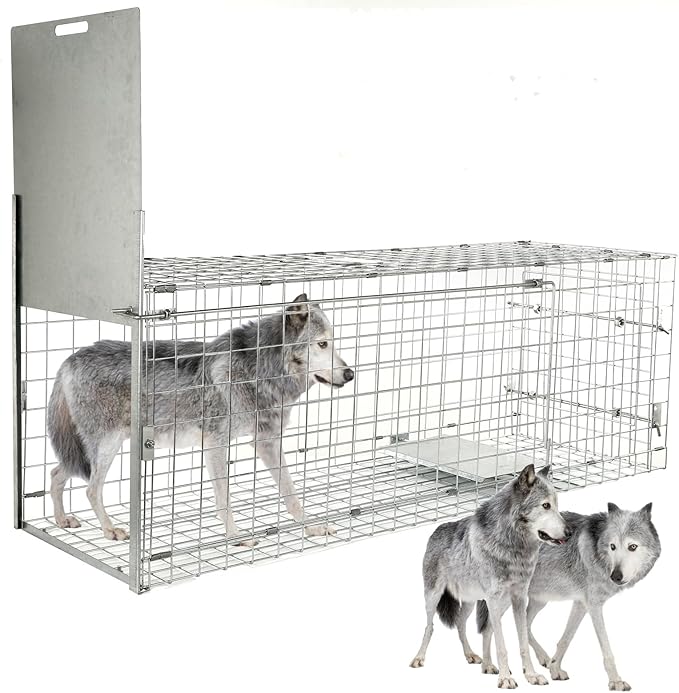57” Collapsible Large Live Animal Trap Easy to Set and Release Live Animal Traps for Dogs Foxes Coyotes Bobcats and Other similarly Sized Animals up to 55 lbs