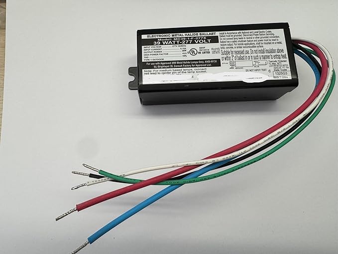 MC39-1-F-277X Compatible W/Replacement for Hatch 39 Watt 277 Volt Electronic Metal Halide Ballast ANSI M130 Side Lead Nano Slim case