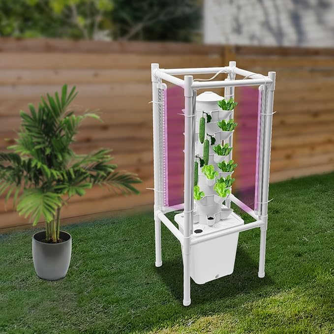 Hydroponics Growing System30 Pods Hydroponic Tower with Full-Spectrum Grow LightsIndoor Herb Garden with LED Grow LightHydroponics Growing System KitPlants Germination Kit for Indoor Herbs (White)