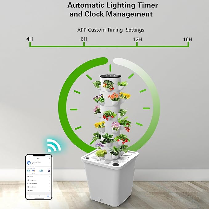 Grow Vertical Hydroponic Tower for Indoor Growing System Aeroponics with Moisturizing Pump Hydroponic Tower for Vegetables15holes