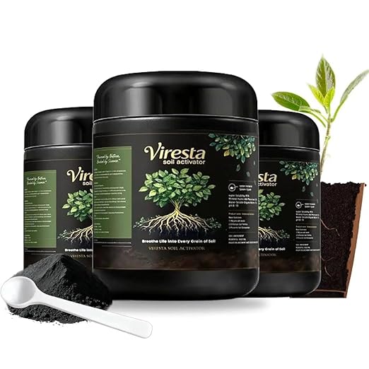 Soil Activator - Viresta Soil Revitalizer Plant Food Enhancer Concentrated Humic Acid Formula - Promotes Root Growth &amp Nutrient Uptake for Lawns Garden Indoor &amp Outdoor Plants (3Pcs)
