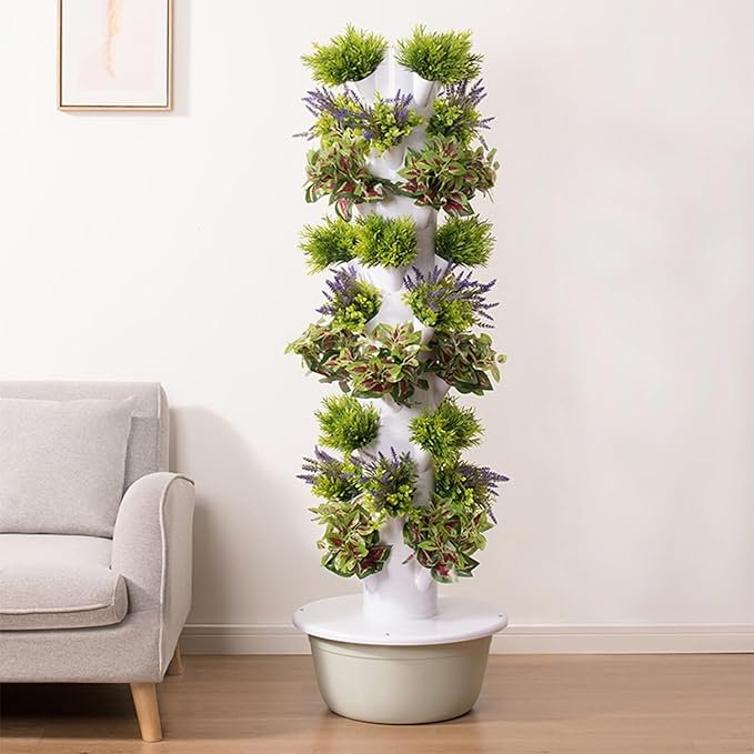 Hydroponics Growing System Indoor Garden Vertical Hydroponic Tower with Water Pump New Customized ABS Material for Herbs Fruits Vegetables(9 Layers)