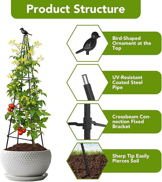 2 Pack Garden Trellis for Climbing Plants Outdoors 70inch Tower Obelisk Trellis for Potted Climbing Plants Plant Support for Potted Flowers Roses Tomatoes Cucumbers &amp Vegetables
