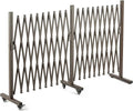 TECSPACE Aluminum Expandable Garden Fence Portable Barricade Gate with Casters Adjustable Retractable Fence Mobile Barricade Safety Barrier (Brown 201×15×41 inch)