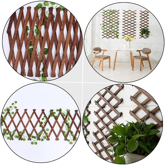 Totority Wooden Climbing Plant Support Carbonized Garden Trellis Expandable Willow Fencing Outdoor Plant Climb Support