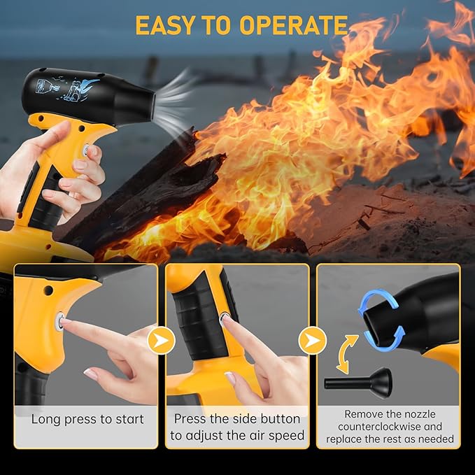 Jet Dry Mini Blower Compatible for Dewalt 20V 60V Li-ion Battery 130000RPM Electric Air Duster Wind Speed 4-Speed Control Cordless Handheld Jet Fan for Drying Cleaning (NO Battery)