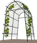 Garden Arch Trellis 7FT Extra Tall Polyethylene-Coated Stainless Steel Garden Trellis for Climbing Plants Outdoor Garden Trellis Arch for Cucumber Trellis | Gardening Trellis with Clips (Black)