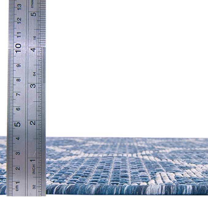 Unique Loom Outdoor Trellis Collection Area Rug - Trellis (Oval 7' 10 x 10' 0 Navy Blue/ Ivory)