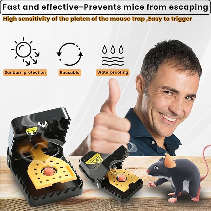 Mouse Traps Rat Trap Quick Effectively Best Mouse Trap Reusable Plastic Mousetraps Used Indoor &amp Outdoor Mice Snap Traps for Basement/Garage/Attic Anywhere 9set(2L+6s+1*Clip)