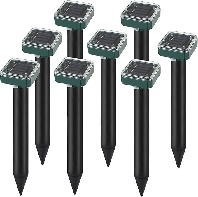 Mole Repellent for Lawns 8 Pack Solar Powered Mole Repeller Ultrasonic Gopher Repellent Outdoor Waterproof Vole Vibration StakesSonic Gopher Deterrent Yard for Rodent Groundhog Snake Chipmunk