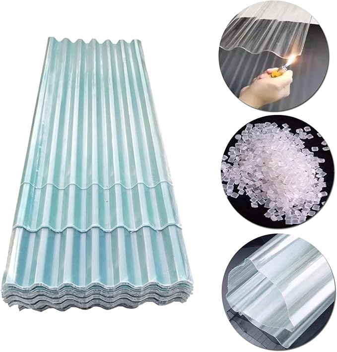 Corrugated Bitumen roof SheetInsulating Roofing Cladding1.2 Thick Clear Roofing PanelFRP Daylighting PanelsRain Awningfor Sunroom Carport GreenhouseCustomizable (35x79in)