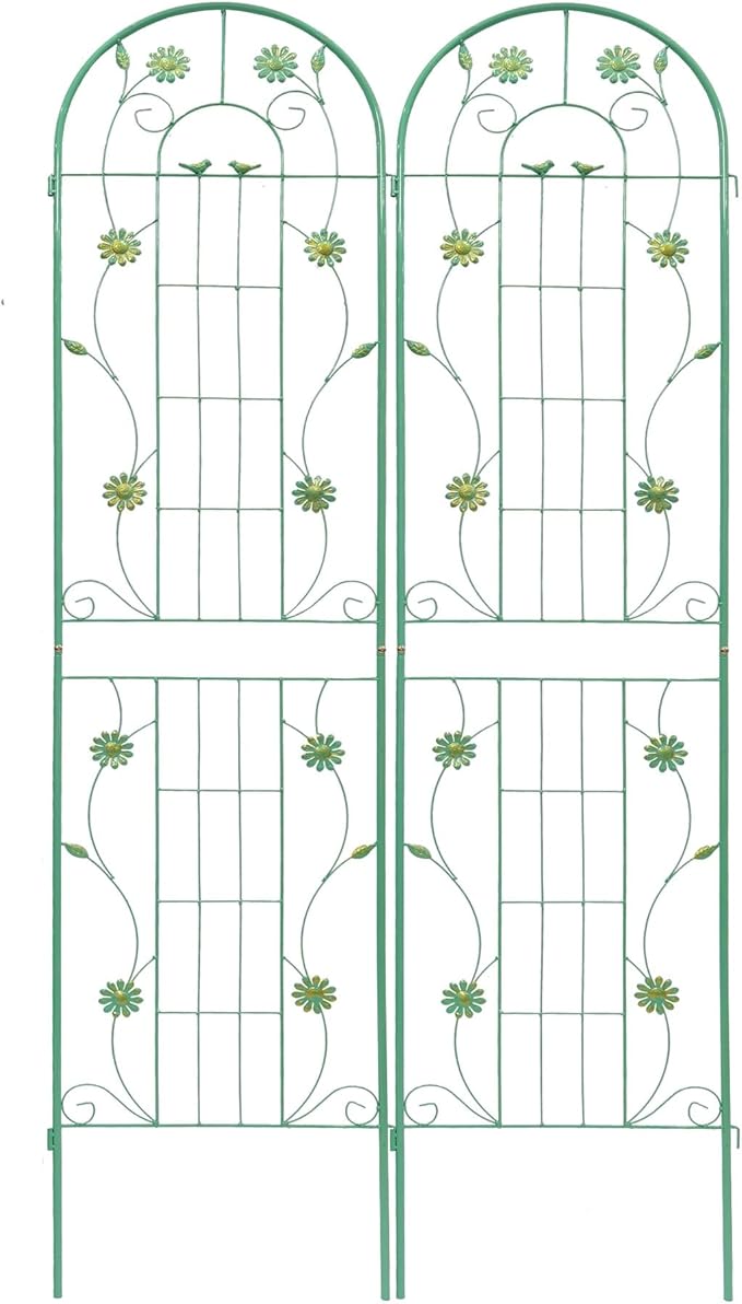 Metal Garden Trellis 86.7 x 19.7 Rustproof Trellis for Climbing Plants – Easy to Assemble Sturdy and Multi-Purpose Outdoor Flower Support(2 Pack-Green)