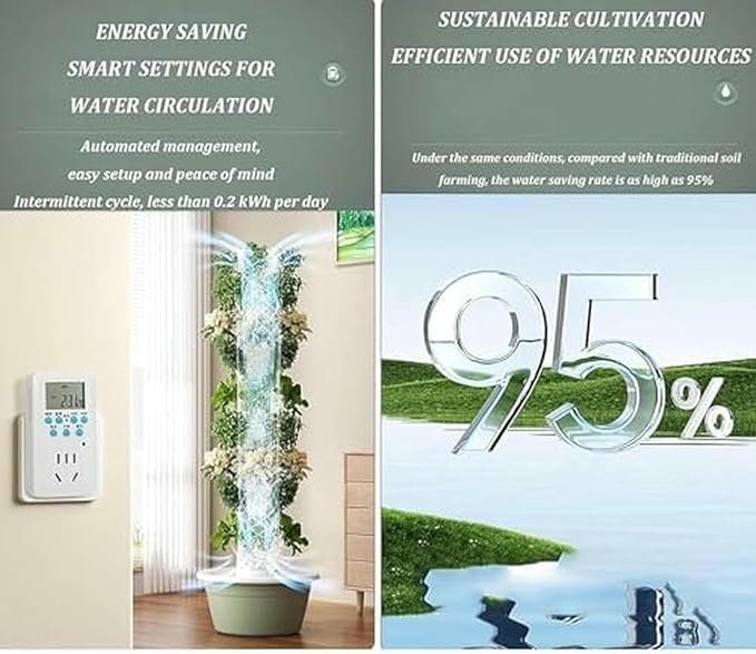 Vertical Hydroponics Tower Growing System - Indoor/Outdoor Planter Kit for Herbs Fruits &amp Vegetables for Gardening Enthusiasts-