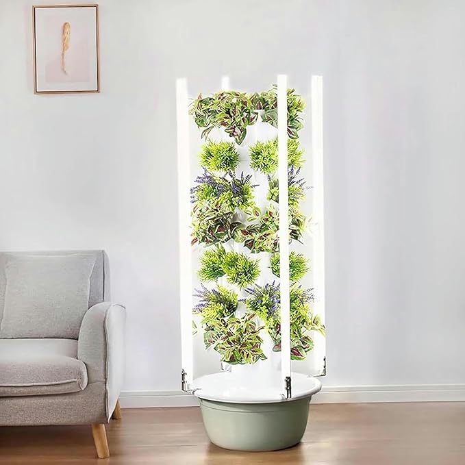 Hydroponics Growing KitsHydroponics Tower with LED Grow Lighthydroponic Growing Kits &amp Systemsfor Herbs Fruits and Vegetableswith Hydrating Pump Adapter.