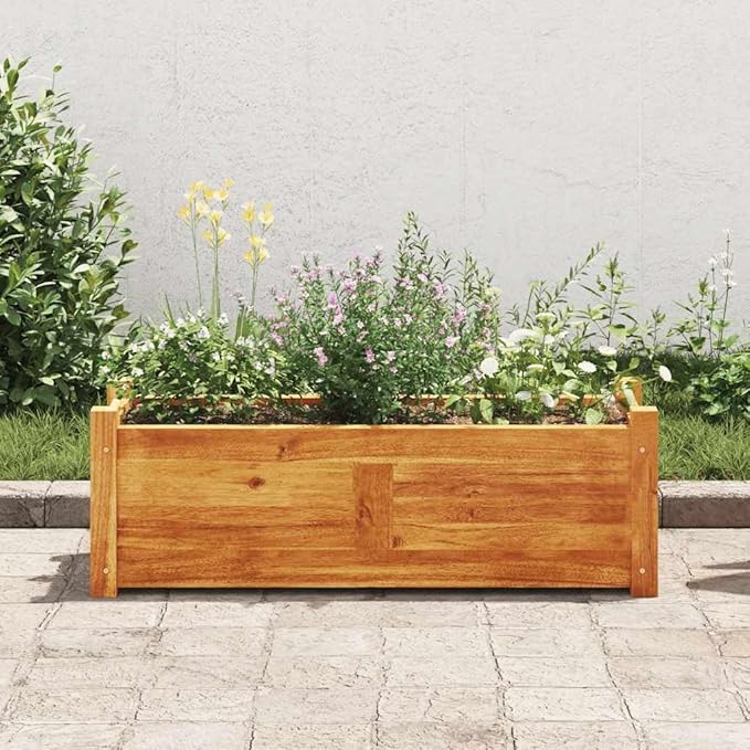 vidaXL Garden Raised Bed Wooden Raised Flower Bed for Flowers and Plants Solid Acacia Wood Planter Outdoor and Indoor Use Brown