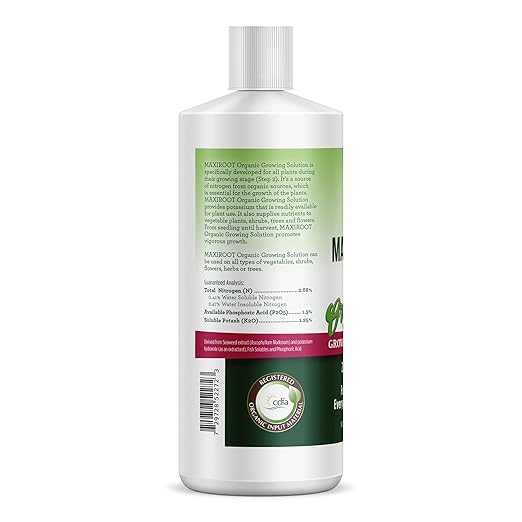 Organic Growing Fertilizer 32 oz CDFA Organic Registered. Plant Care Fertilizer for Vegetable Gardens Like Tomato Cucumber Squash Beans and All Other Plants