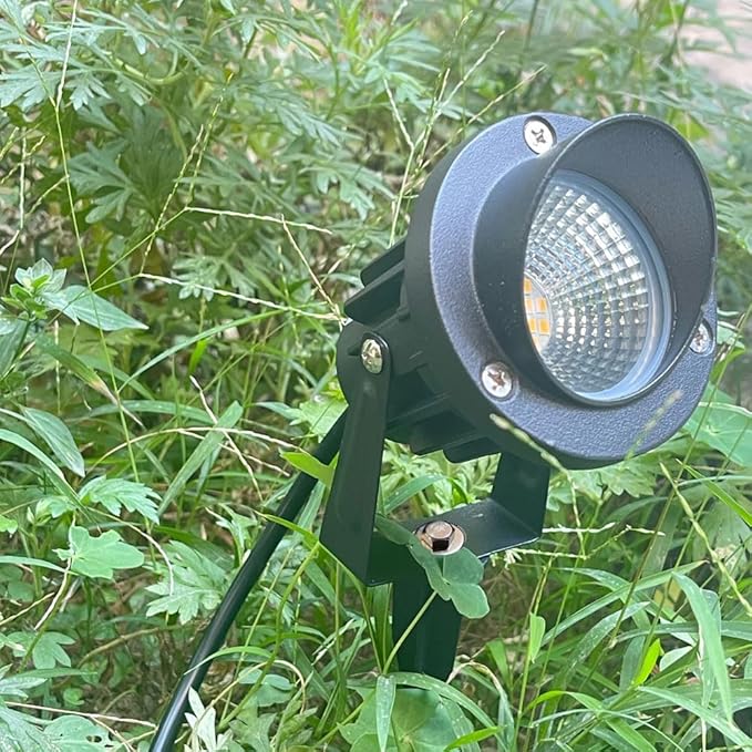 QUANS 6 Pack 12W Warm White Low Voltage Outdoor Landscape Spotlight LED Light Wall Mount Fixture Waterproof Stake Spike Stand for Pathway Lawn Garden Yard Tree Lighting 12V 24V 60V DC AC No Plug