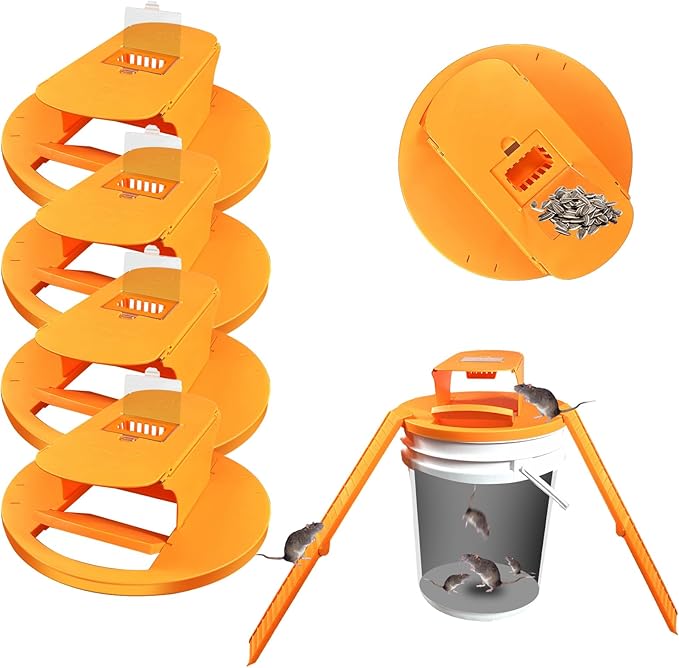 Mouse Traps Indoor for Home: GISUNG 4 Pack Mouse Trap Bucket Lid with Upgraded Clear Box Automatic Reset &amp 2 Entrances Humane Reusable Rat Trap for Indoor &amp Outdoor Use 5-Gallon Bucket Comp