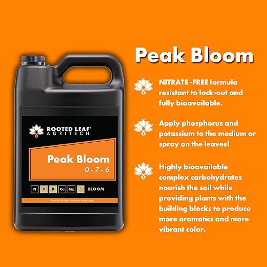 Peak Bloom - Carbon Based Liquid Flower Booster Fertilizer with Phosphorus and Potassium. Nutrition to Help Budding Plants Thrive Nutrients for Flowering Plant - Quart