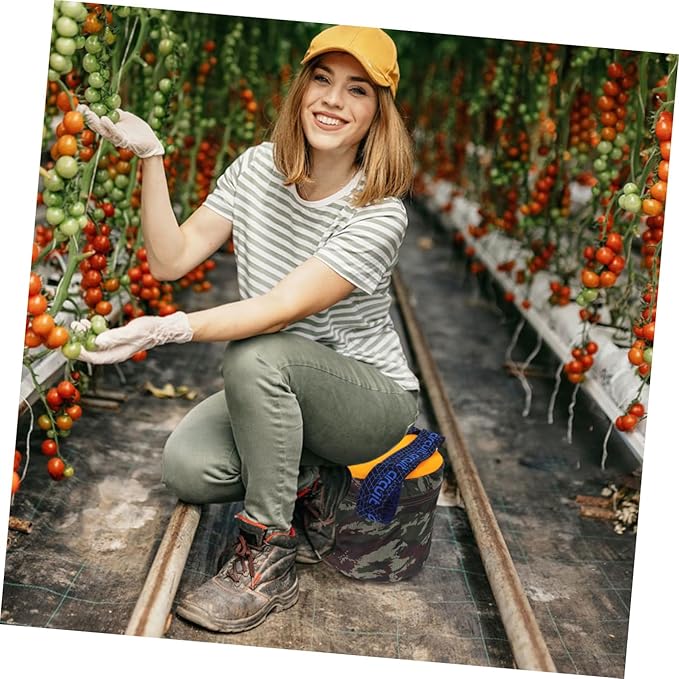 Uonlytech Portable Garden Stool for Weeding and Farming with Tool Pouch 25cm High Lightweight Foam Workseat for Outdoor Gardening and Travel Random Style