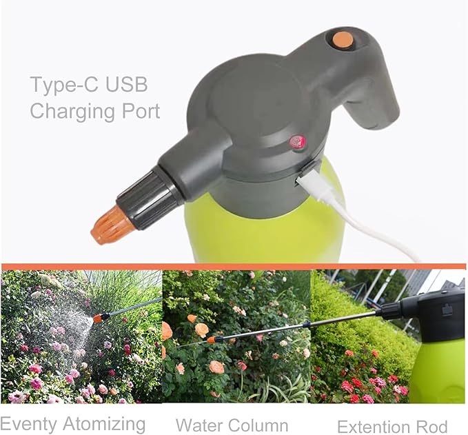 ES2 Electric Spray Bottle 0.5 GallonPlant MisterGarden SprayerSpray Bottle with Adjustable NozzlesRechargeable Battery Powered SprayerSmall SprayerPump SprayerAutomatic Watering Can for Garden