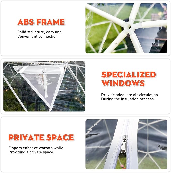 Garden Dome Tent 9.6/12/15 ft Outdoor Clear Bubble Tent for 2-8 Person All-Weather Geodesic Dome Greenhouse with Window &amp Door PVC Transparent Tent for Patio Camping Party
