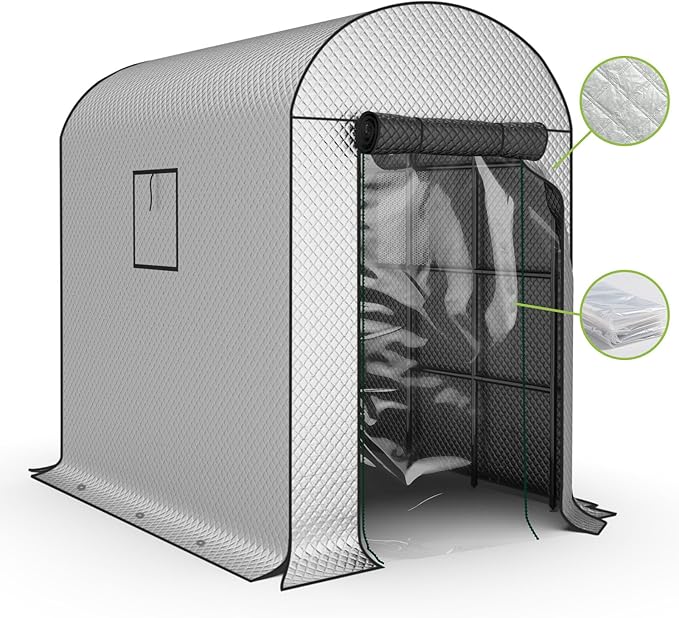 Greenhouses for Outdoors - 90.5'' × 50.8'' × 89.3'' Walk in Plant GreenhousesDouble-Layer Covering - PVC Film and Cotton Film Suitable for All Seasons