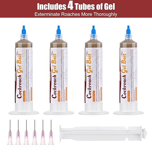 Indoor &amp Outdoor Cockroach Gel Bait - 4 Tubes Ready-to-Use Cockroach Control