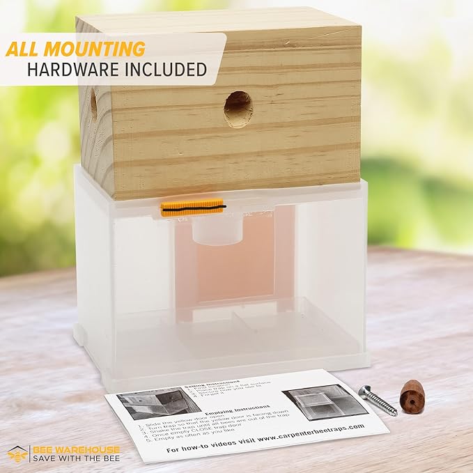 Carpenter Bee Trap - Wood Boring Bee Trap - Unique Catch &amp Release Outdoor Carpenter Bee Trap - Includes Hanging Hardware &amp 5 Bee Dams
