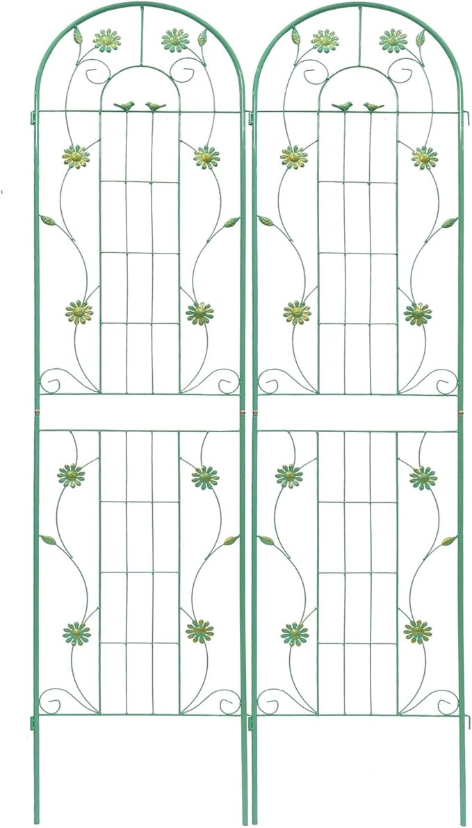 2 Pack Large Garden Trellis 86.7 H x 19.7 W Heavy Duty Rustproof Green Iron Plant Trellis for Potted Plant Support Metal Climbing Rose Trellis Vine Vegetable Cucumber