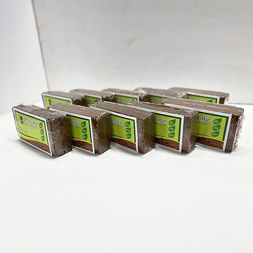 Best Coco Peat - Premium Coconut Coir Pith 10 Brick Pack 650gm/1.4 Lbs Block | 100% Organic | Expands Approx 2.3 Gallon | Lowest EC and Ph Balance